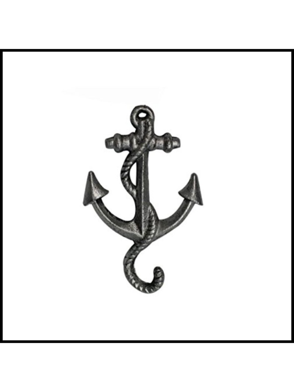 Rustic Silver Cast Iron Anchor Wall Hook 5" Nautical Decor